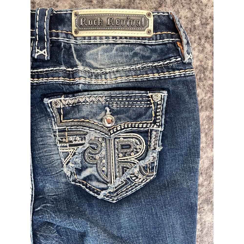 Rock Revival Jeans Womens 29 Blue Semah Mid Rise Boot Cut Y2K Dark Wash